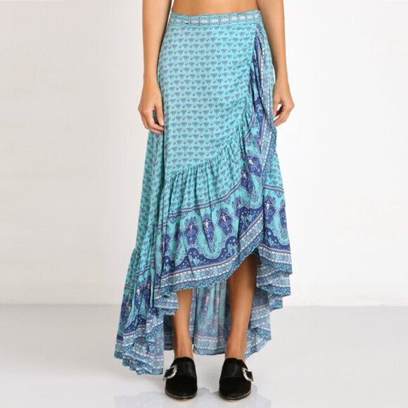 Spell & the Gypsy Collective Sunset Road Wrap Skirt Aqua XS b35 - Picture 14 of 14